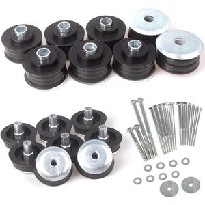 iKer Body Mount Bushing Kit Compatible with Ford F250 F350 2008-2016 Super Duty 2WD 4WD, Polyurethane Cab & Body Mount Steel Sleeves & Hardware. Black