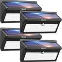 BAXIA TECHNOLOGY Solar Lights Outdoor, Wireless 100 LED Solar Motion Sensor Lights Waterproof Security Wall Lighting Outside for Front Door, Backyard, Steps, Garage, Garden (2000LM, 4PACK)