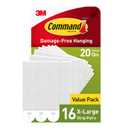 Command 20 lb XL 16 Pairs Heavyweight Picture Hanging Strips (32 Strips), Damage-Free Hangers for Picture Frames, No Tools Required, Ideal for Home Room Wall Decor, White Adhesive