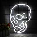 Halloween Neon Sign for Wall Decor, USB Powered Dimmable, 5V/2A, for Home, Party, Gift, Office, Bedroom (white skeleton skul)