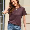 Summer Tops for Women Beach Fashion Spring Short Sleeve Shirts Outfits Business Tshirts Casual Blouses Clothes (Beige, L)