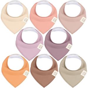 8-Pack Organic Baby Bandana Bibs for Girls - Super Absorbent Triangle Baby Bibs for Drooling and Teething Infant, 100% Cotton Extra Soft for Newborn, Infant 0-36 Months (Mauve)