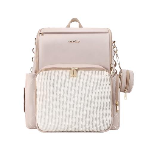 vosmles Stylish Baby Diaper Bag, Baby Bag with Changing Pad, Pacifier Case& Stroller Straps, Large Diaper Backpack Boy Girl, Water Resistant Travel Diaper Backpack for Mom Dad