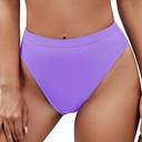 Pink Queen Women's High Waisted Bathing Suit Cheeky High Leg Cheeky Bikini Bottom Only  One  Piece Sporty Swimsuits Purple M