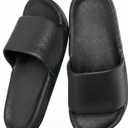 Shower Shoes for Women & Men - Non-Slip House Slippers - Cloud Comfort Slides - Quick-Dry, Arch Support - Perfect for Bathroom, Beach, Pool, Travel (Black), Size: 10.5-11 Wide Women/9-9.5 Men