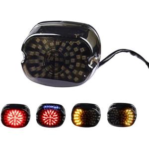 LIUJJYH Smoked LED Tail Lights, Low Profile Brake Taillights Integrated Turn Signals Compatible with Harley Sportster 1200 883 Touring Road King Dyna Super Glide Fat Boy Night Train