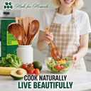 6 Pcs Wooden Cooking Spoons Set  Natural Teak Wood, Safe for Nonstick Cookware & Healthy Kitchen Utensils