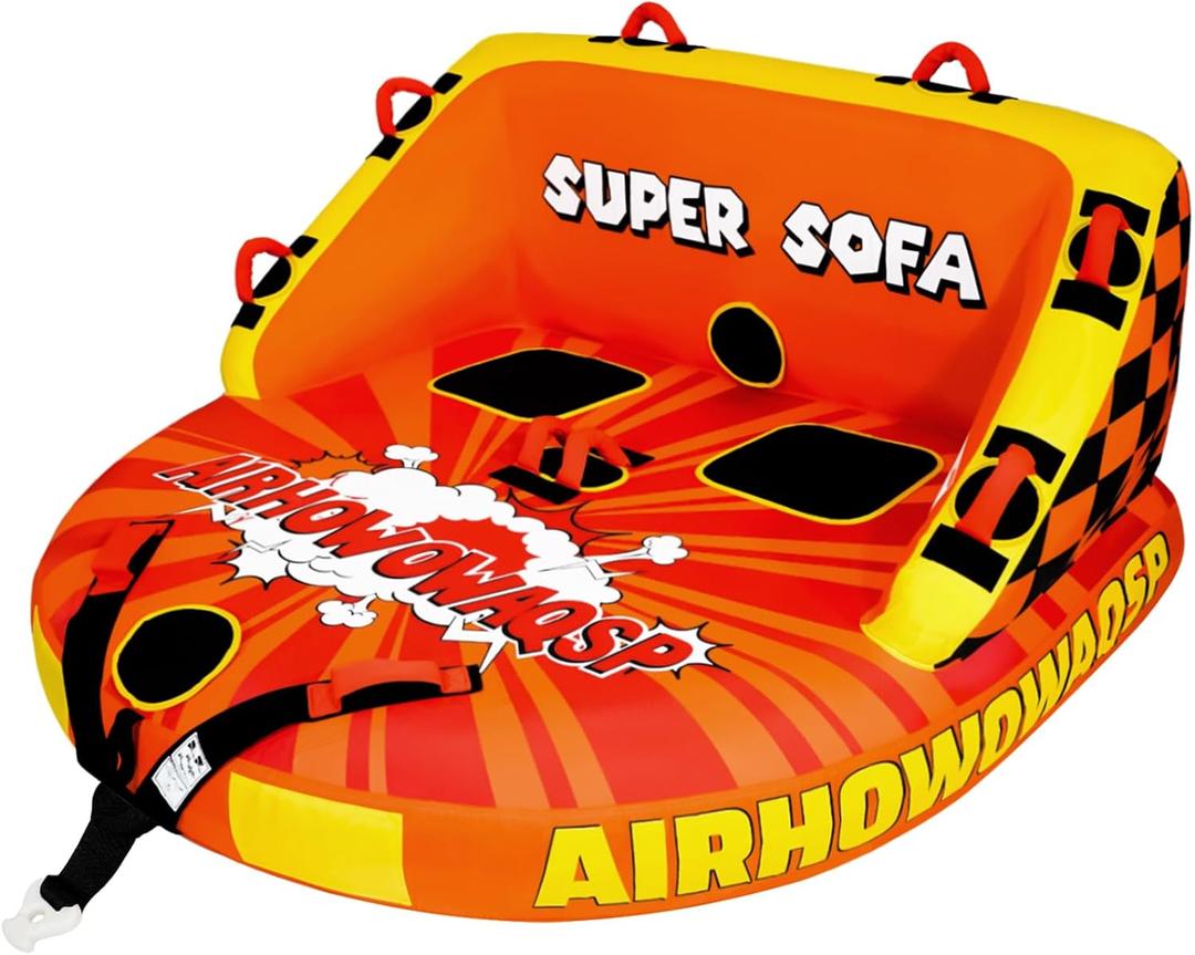 Super Sofa Towable Tubes for Boating 1-4 Person,Tubes for Boats,Inflatable Pull Boats/Boat Tube/Water Tube,Front&Back Tow Points with Heavy-Duty Thick Nylon Cover for Water Sports, X-Large