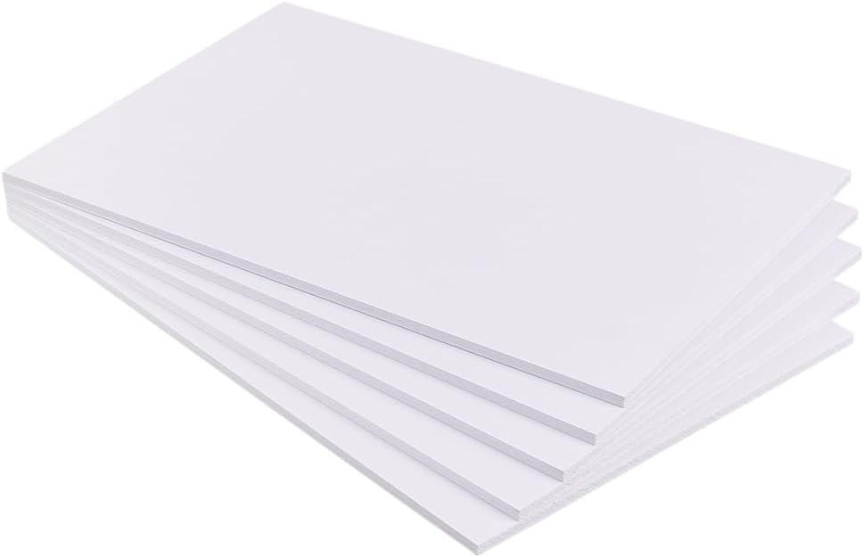 BENECREAT 5PCS PVC Foam Board 11.8x7.8'' Rectangle White Expanded PVC Sheet Mount Board for Signage Displays School Office Projects, 5mm Thick