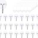 25 Small Wall Hooks for Hanging, with 30 Removable Strips, Clear Hanger Hooks, Damage-Free Utility Hooks with Adhesive Strips, Wire Toggle Wall Hook for Key, Hat, Decor, Door, Clear, Value Pack