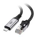 Cable Matters Plug & Play Braided USB C to Ethernet Cable - 10ft, Gigabit Ethernet to USB C Cable, Thunderbolt 4/5 Compatible, Ideal for MacBook, iPad Pro, XPS, Surface Pro