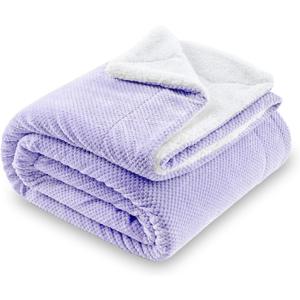 SOCHOW Waffle Sherpa Fleece Throw Blanket, Super Soft Fuzzy Warm, Lightweight Fluffy Reversible Plush Blanket for Bed Sofa Couch, 60 x 80 Inches Lilac