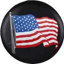 Spare Tire Cover, Black Wheel Cover with American US Flag PVC Leather Waterproof Dust-Proof Universal Fit for Jeep, Trailer, RV, SUV, Camper and Vehicle (15 Inch)