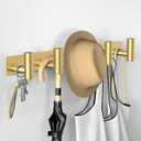 VAEHOLD Hat and Coat Wall Mount Rack - Hooks for Robes, Bags, Keys, and Towels - Bathroom Towel Hanger Organizer (Gold, T Shape 5 Hooks 1 Pack)