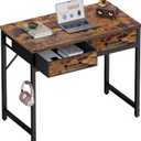 Pamray 32 Inch Small Computer Desk with 2 Drawers for Bedroom Study Writing Home Office Table for Small Spaces Vintage