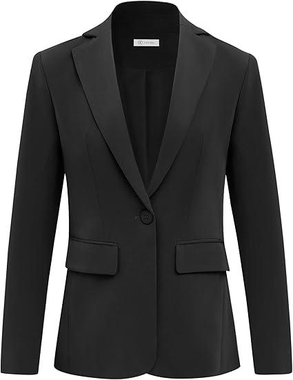 Cicy Bell Womens Casual Blazers Open Front Long Sleeve Work Office Suit Jackets Blazer, Size: 2XL