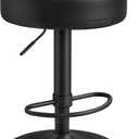 VASAGLE EKHO Collection - 360 Swivel Bar Stool, Height Adjustable Barstool with Storage, Synthetic Leather with Stitching, Mid-Century Modern, Kitchen Bar, Easy Assembly, Ink Black