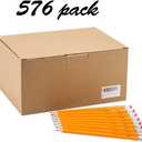 Madisi Wood-Cased #2 HB Pencils, Yellow, Pre-sharpened, Bulk Pack, 576 pencils in box
