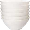 C CREST 30oz White Glass Bowl Set of 6, Perfect for Soup, Cereal, Ramen, Oatmeal, Fruit, Salad, Rice Bowls, Great for Breakfast, Lunch & Dinner, 33