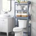 SONGMICS Over The Toilet Storage, 3-Tier Over Toilet Bathroom Organizer with Adjustable Shelf, 10.2 x 24.8 x 66.9 Inches, Space-Saving, Gray UBTS001G01