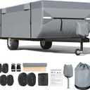 Mofeez Pop Up Camper Cover 16-18ft, 7 Layers Top Extra-Thick pop up Trailer Cover, Waterproof, Windproof, Anti-UV, Rip-Stop Folding Camper Cover with 3+2 Windproof Straps, Storage Bag