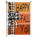 Fall House Yard Garden Flag 12 x 18 Inch Outside Double Sided Burlap Happy Fall Y'all Welcome Flag Farmhouse Holiday Patio Lawn House Outdoor Decorations Pack Of 2