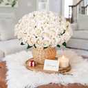 50 PCS Champagne Roses Artificial Flowers, Fake Roses with Stem Realistic Silk Rose for DIY Wedding Bouquets Table Centerpieces Arrangements Baby Shower Birthday Home Decor Valentines Day Gift for Her