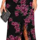 Off Shoulder Floral Maxi Dresses Wedding Guest Dresses for Women (XL)