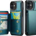 Vinich for iPhone 11 Wallet Case with Card Holder, RFID Blocking Credit Slots Kickstand Shockproof Phone Cover Fit for iPhone 11 6.1" Bluish Green