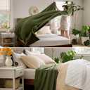 Bedsure GentleSoft 100% Cotton Blanket King Size for Bed - Breathable and Lightweight, Soft Cozy Textured Herringbone Woven Blanket for Summer, Olive Green, 108x90 inches