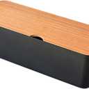 Cable Management Box - Wooden Style Large Cord Organizer Box to Hide Wires & Power Strips | Desk Computer Cable Organizer Box | Safe ABS Materia for Home & Office (Black)
