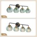4-Lights Bathroom Light fixtures Glass Vanity Light Green Bathroom Sconce Mid Century Modern Wall Lamp,Black Gold Art Deco Vanity Light for Over Mirror Bedroom Hallway Dining Room