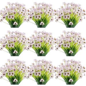 30 Bundles Artificial Flowers Outdoor UV Resistant Fake Flowers No Fade Faux Plastic Plants Garden Porch Window Box Decorating(White)