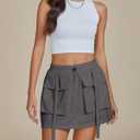 luvamia Skorts for Woman High Waisted Cargo Pocket Elastic Waist Fast Dry Casual Hiking Tennis Sports Skirts with Shorts (S)