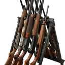 Rush Creek Creations Heavy-Duty Aluminum Portable Gun Rack for 10 Rifles or Shotguns, On-the-Go Foldable Gun Stand for Easy Transport and Storage of Firearms, Black