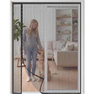 Reversible Side Opening Magnetic Screen Door for Double Door (72 x 80 Inch), Heavy Duty Fiberglass Mesh with 25 Pairs Magnets, Fits Patio Sliding& French Door, Unblocked View