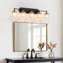 5-Light Vintage Bathroom Light Fixtures, Black and Gold Vanity Light