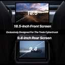 Cybertruck Premium Tempered Glass Screen Protector for 18.5" Front & 9.4" Rear Screen, Matte/Anti Glare/Anti Finger Print, Set of 2 Front & Back, with Self-Alignment Installation Kit