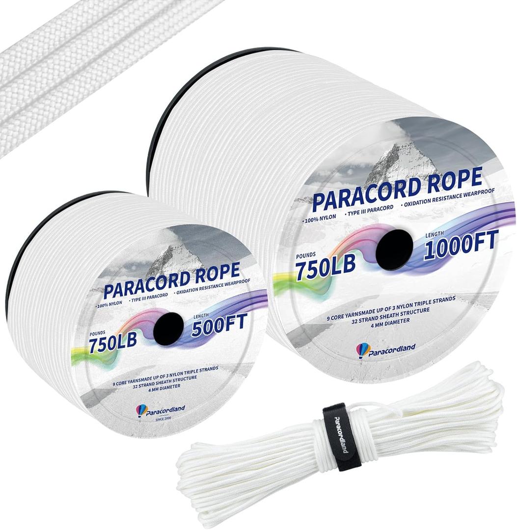 Paracordland-750LB Paracord Rope-100ft/500ft/1000ft- 9 Strand Parachute Spool Cord Heavy Duty String Ideal for Survival Gear Bracelet Camping Hikig Fishing-Army Green