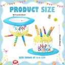 Cuffbow Happy Birthday Cake Hat for Adults Yellow and Blue Funny Birthday Cake Hat with Candles Unisex Party Novelty Hats for Festival Party Gifts Costume Accessory Photo Booth Headwear