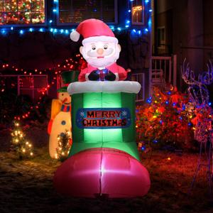 Primo Lines 6ft Christmas Inflatable Santa Claus  Outdoor Decorations with Built-in LEDs, Blow-Up Santa for Yard Decorations, Xmas Decorations for Indoor, Garden, Lawn, Winter Decor