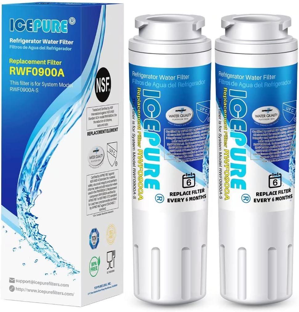 ICEPURE UKF8001 Replacement for Whirlpool Filter 4, Everydrop EDR4RXD1, FMM-2 Maytag UKF8001AXX-200 9084 4396395 MPF15090 WF-UKF8001,WF295,SGF-M9,Puriclean II,RWF0900A Refrigerator Water Filter,2PACK