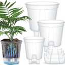 Wonderjune Self Watering Pots for Indoor Plants with Deep Reservoir and High Drainage Holes for Outdoor Plants and Flowers, Bare Root Planter(4.72'', 5.91'', 7.09'',Clear,3 Pcs)