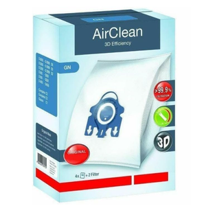 Miele Original GN AirClean 3D Efficiency Vacuum Cleaner Bags for Miele Classic C1, Complete C2/C3, and S2/S5/S8 Vacuum Cleaners, Dust Bags and 2 Filters – 10123210