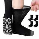 CaiDieNu Non Slip Diabetic Socks: 4 Pairs Non Binding Hospital Socks for Men Women with Grips Elderly Edema Black 11-13