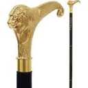 NODYES Premium Antique Chrome Brass Walking Cane with Engraved T-Shape Handle – Foldable & Adjustable Wooden Telescopic Stick for Men & Women, Stylish Vintage Fancy Travel-Friendly Designer Cane