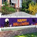 2 x Halloween Yard Decorations Outdoor Pumpkin Banner Happy Halloween Sign Witch Bat Skull Ghost Scene 118x20 Inch Haunted House Backdrop for Fence Porch Lawn Wall Party Decor