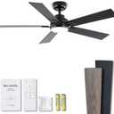 Modern Ceiling Fans with Lights - 52 inch Black Outdoor Ceiling Fan with Light and Remote, Reversible DC Motor, 6-Speed Quiet 3CCT LED Dimmable for Bedroom, Indoor and Outdoor, Patios, ETL Listed