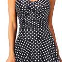 Aqua Eve One Piece Swim Dress Tummy Control Swimsuit with Skirt Modest Bathing Suit Vintage Swimdress (Large, Black Dot)