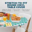 Sorfey Vinyl Fitted Tablecloth Cover, Checke Design, Flannel Backed Lining Fits Up-to 40-44 Round Tables Red